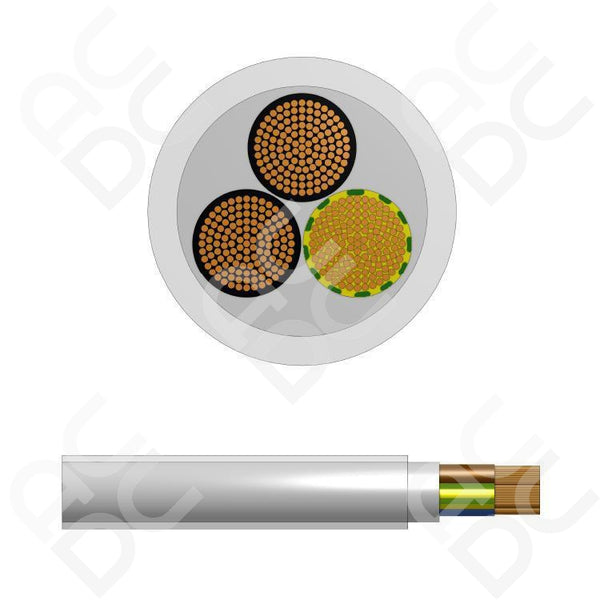 1.0mm SY Cable - Steel Wire Braid - PVC Sheath 3 Core - 100m
