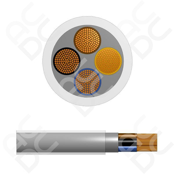 0.75mm SY Cable - Steel Wire Braid - PVC Sheath 4 Core - 100m
