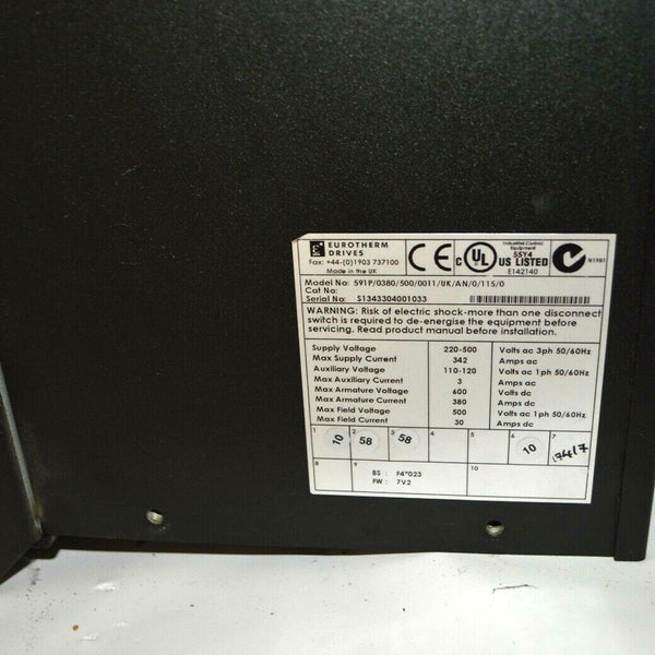 EUROTHERM DC DRIVE 591P/0380/500/0011/UK/AN/0/115/0 1 USED