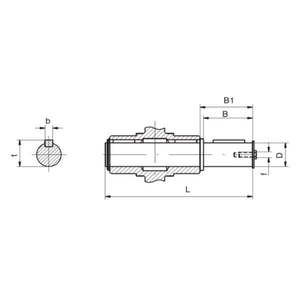 FCNDK25 Single Output Shaft Dimensions
