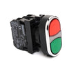 Green & Red Double Push Button - B102K20KY - 1 NO + 1 NC