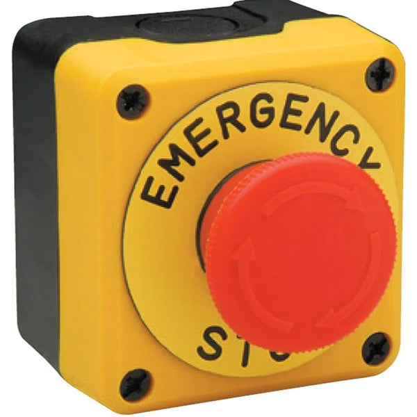 40mm EMAS Emergency Stop Button with LED Label - IP65 - P1EC400E40L