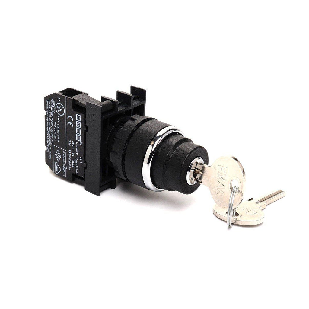 EMAS Key Operated Switch (II-0-I) - 1 NO + 1 NC - B102AC30 | ACDC Drives