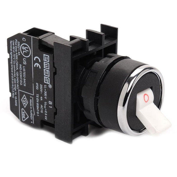 EMAS Black Handle Switch - B102C - 22mm Diameter - 1 NO + 1 NC