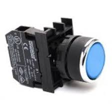 Round Blue Push Button - B102DM - 22mm - 1 NO + 1 NC