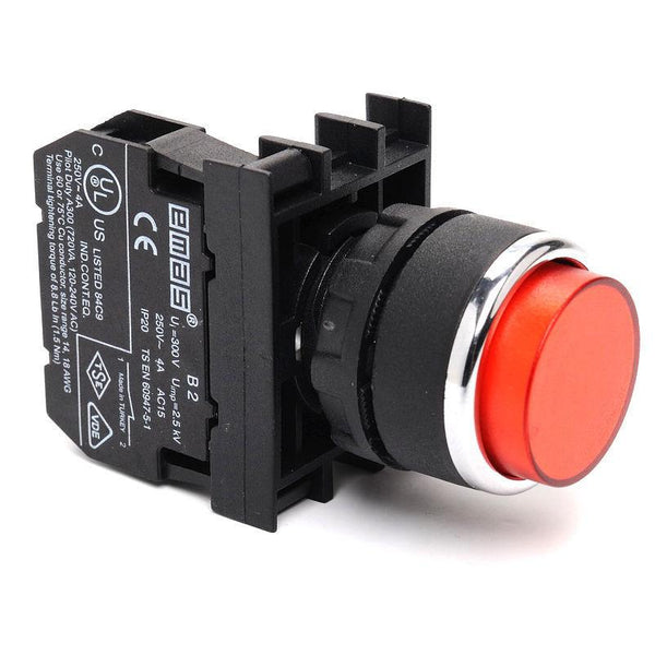 Extended Red Push Button - B200HK - 22mm Diameter - 1 NC