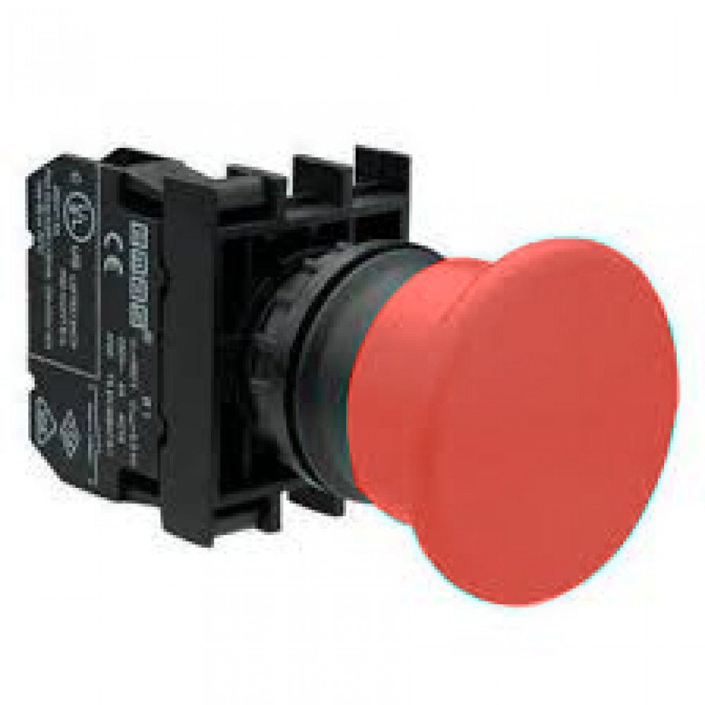 Red M&ms Button EMAS Red Mushroom Button - 22mm - 1 NO + 1 NC - B102MK | ACDC Drives