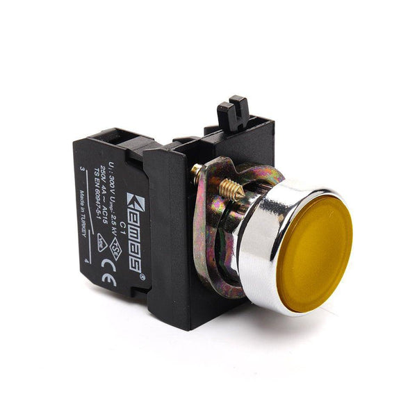 Metal Yellow Push Button - CM305DS - IP65 - 2 NO + 2 NC