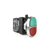 Green & Red Double Push Button - B102K20KY - 1 NO + 1 NC