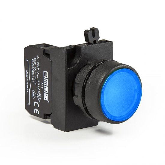 Round Blue Push Button - CP101DM - IP65 - 2 NO