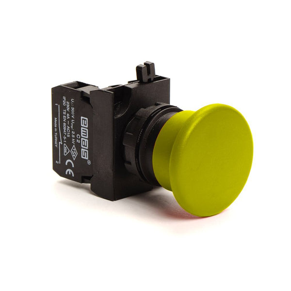Yellow Mushroom Button - CP200MS - 22mm IP65 - 1 NC