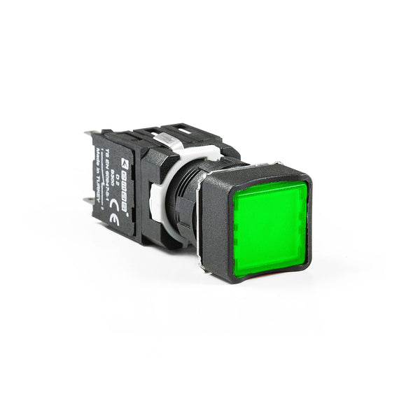 Square Green Push Button - D102KDY - IP50 - 1 NO + 1 NC