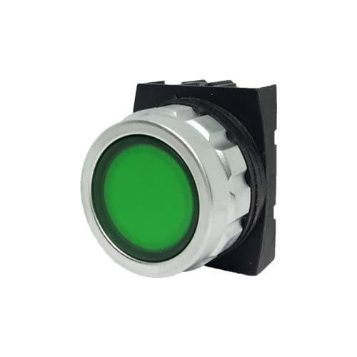 Encased Green Push Button - H102DY - IP50 - 1 NO + 1 NC