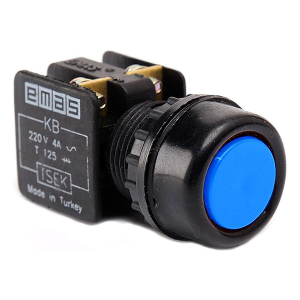 Metal Blue Push Button - KB12RK - IP40 - 1 NC