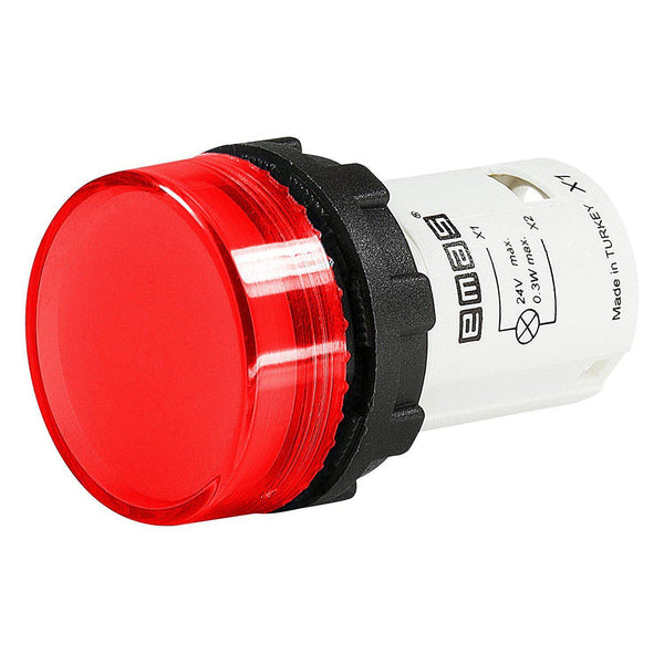EMAS Monoblock Red Flat Pilot Light - MBSD012K - IP50 - 12V