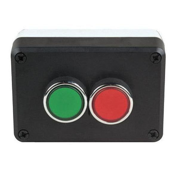 Green and Red Button Control Box - IP65 Green - EMAS | ACDC Drives